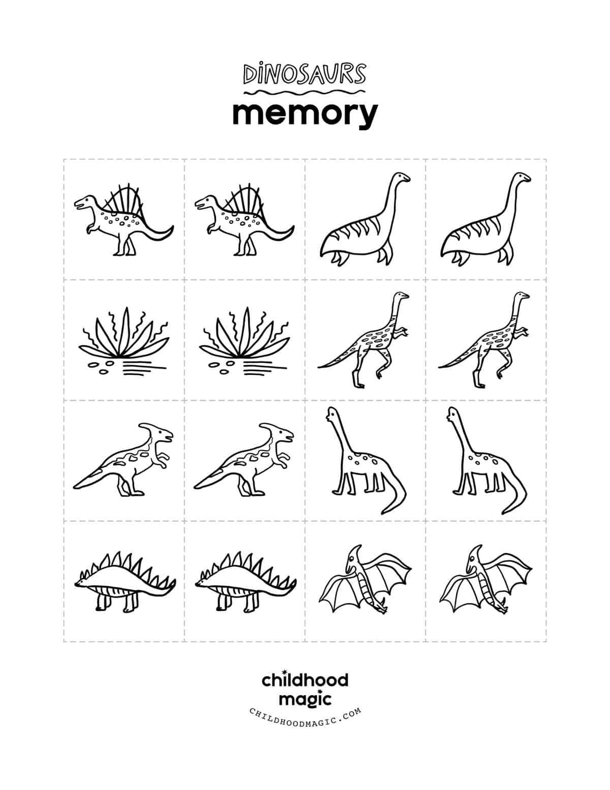 Dinosaur Memory Game Childhood Magic