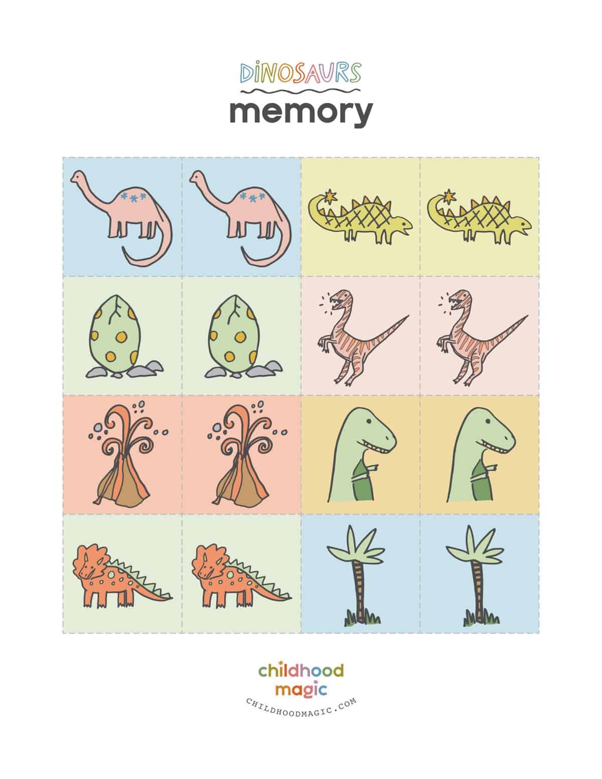 free printable dinosaur memory game
