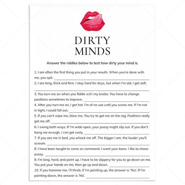 Dirty Mind Game Questions And Answers Printable Dirty Mind Mind Game 