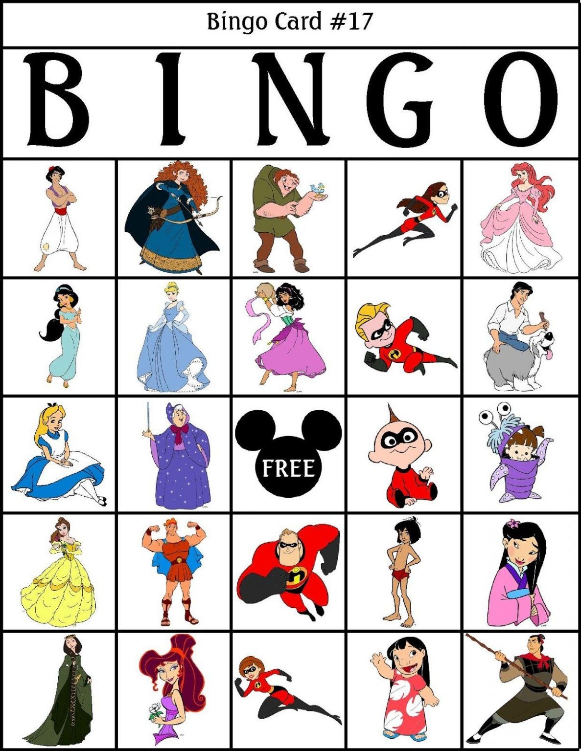 Disney Bingo Disney Games Bingo Disney Activities Printable Bingo