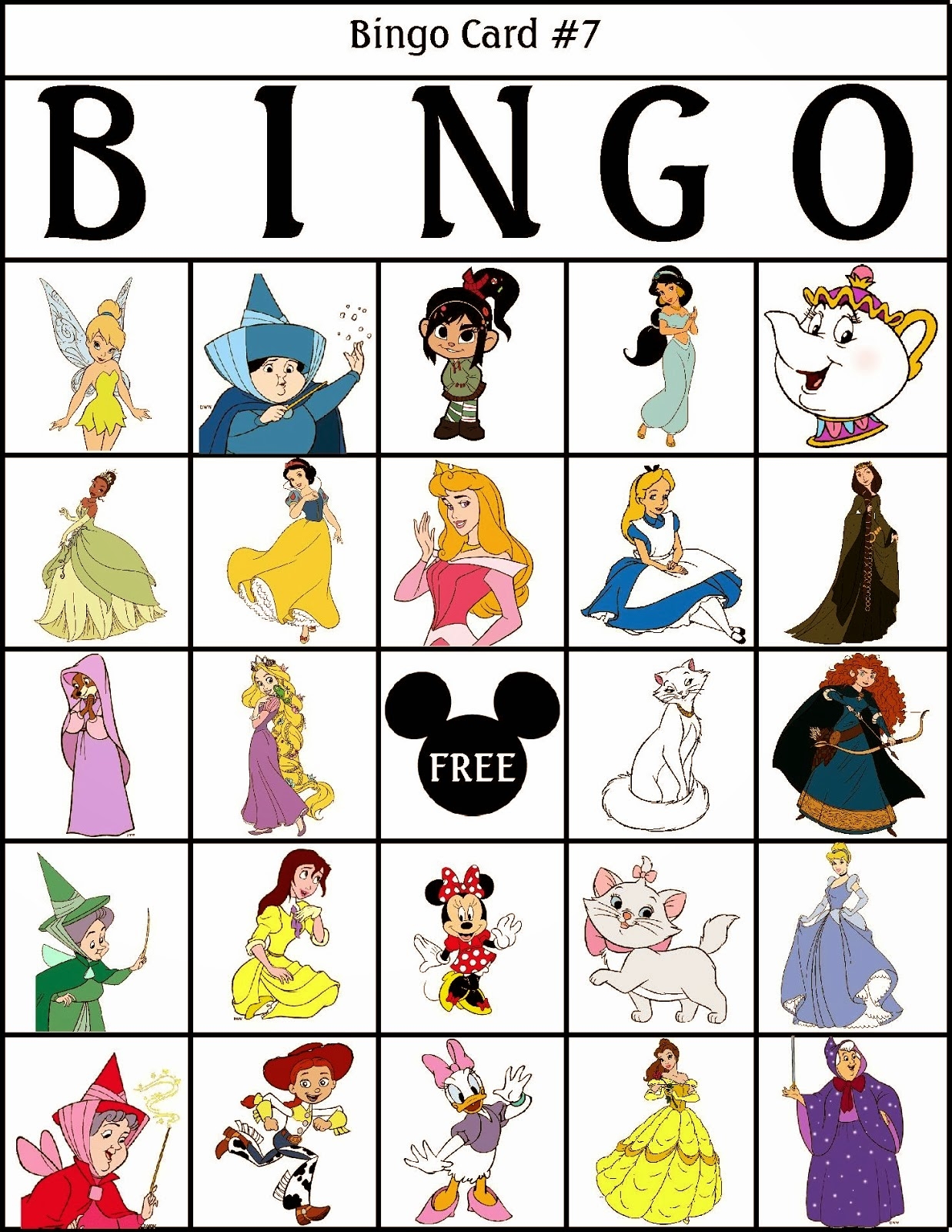free printable disney bingo games