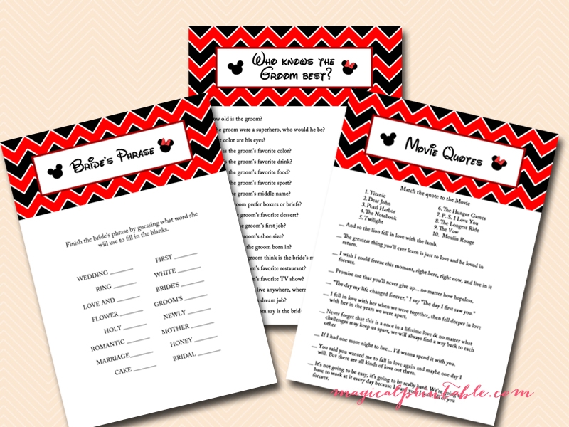 Disney Bridal Shower Game Pack Magical Printable