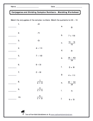 dividing complex numbers worksheet