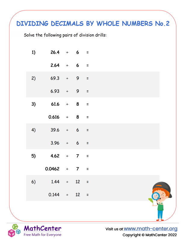 Divide Fractions By Whole Numbers Worksheet examples Answers 