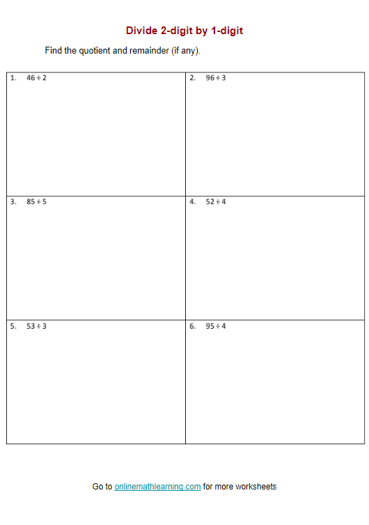 Dividing 3 Digit By 1 Digit Numbers Worksheet No Remainders Free 