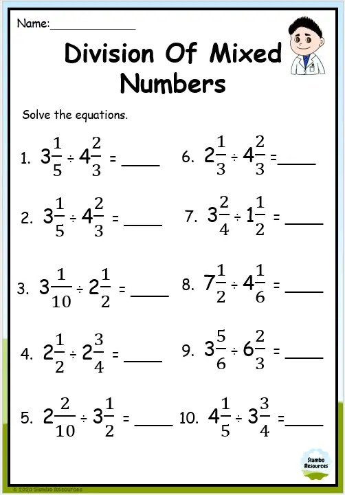 dividing whole numbers worksheets