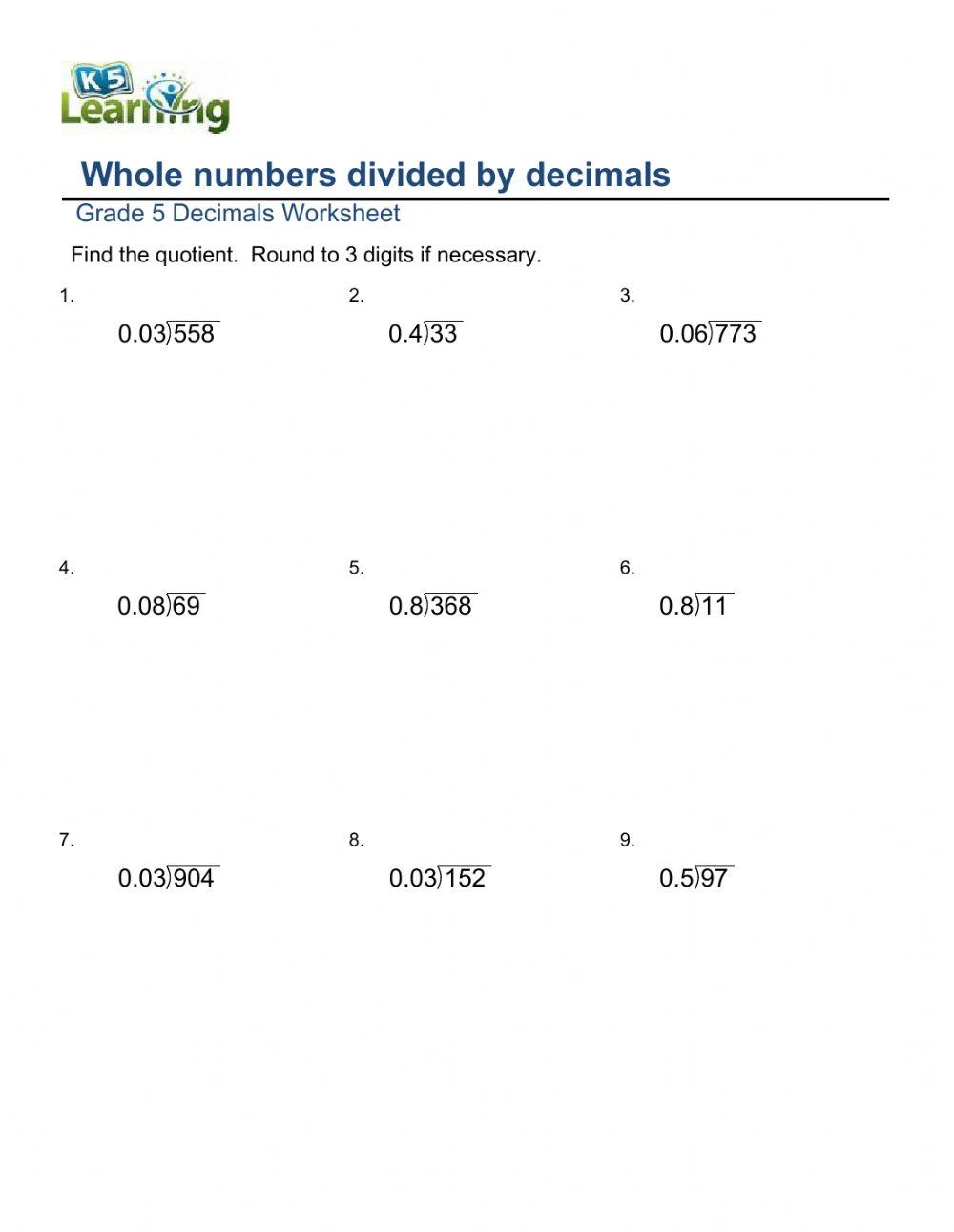 Dividing Decimals By Whole Numbers Textbook Exercise Corbettmaths