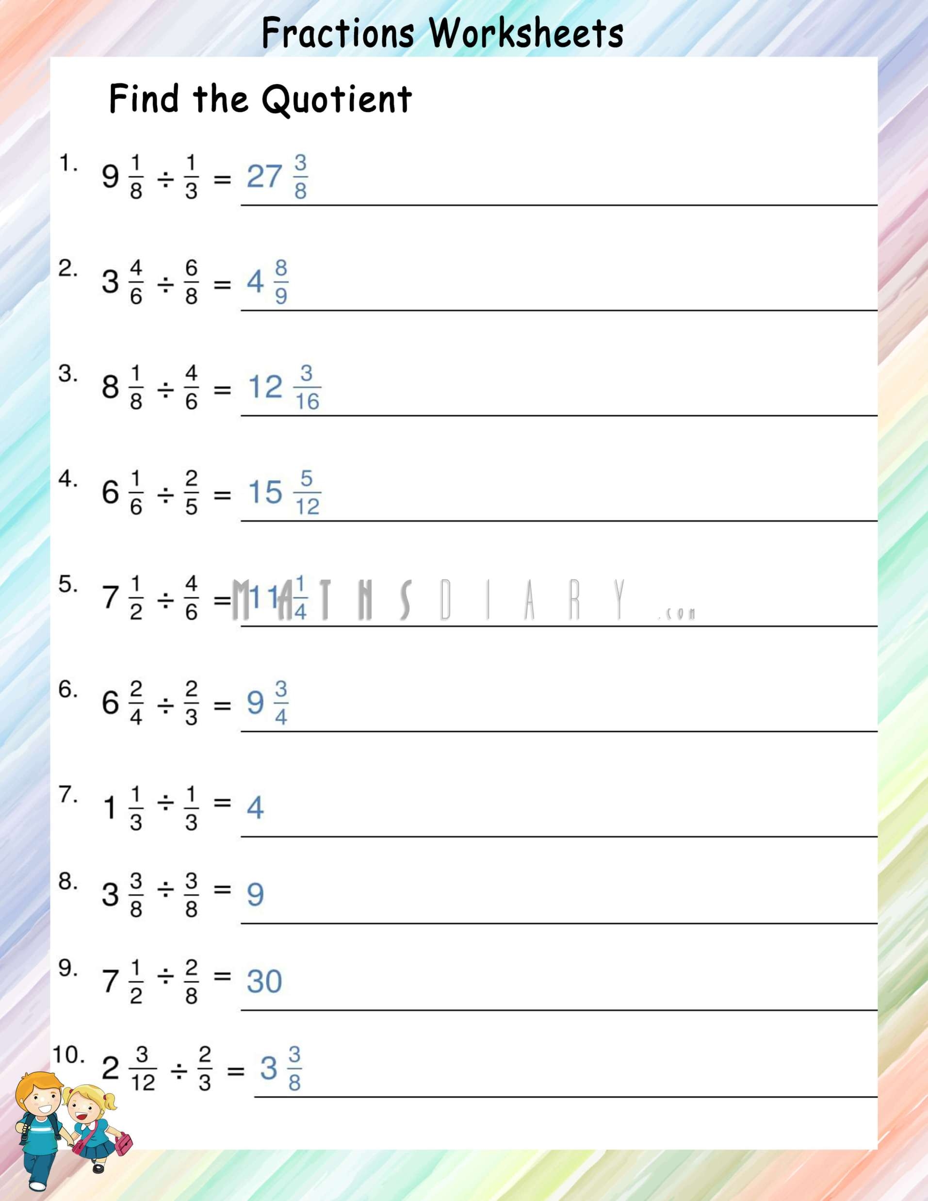 Dividing Mixed Number By Fractions Worksheets Math Worksheets 