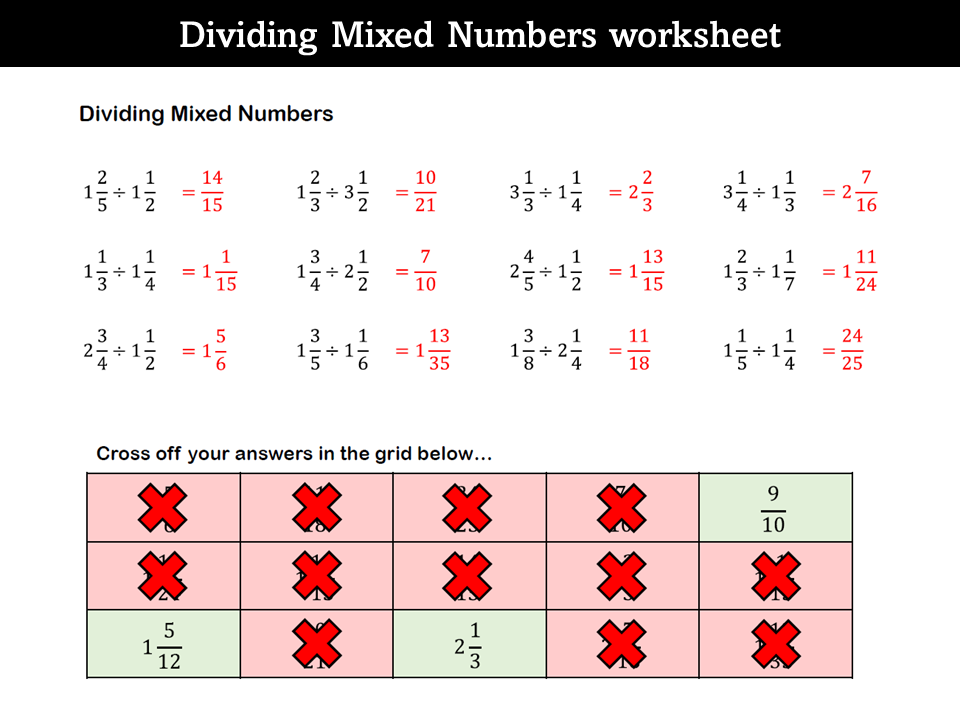 dividing mixed numbers worksheet