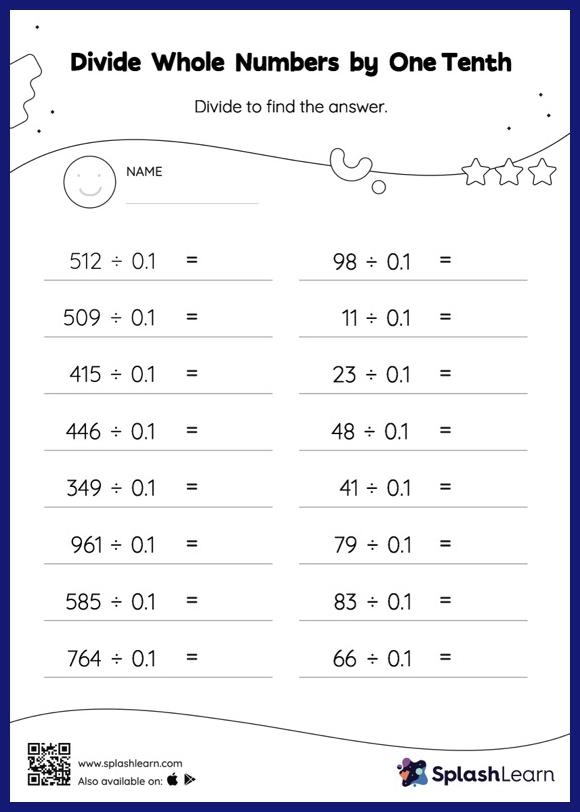 dividing decimals by whole numbers worksheet