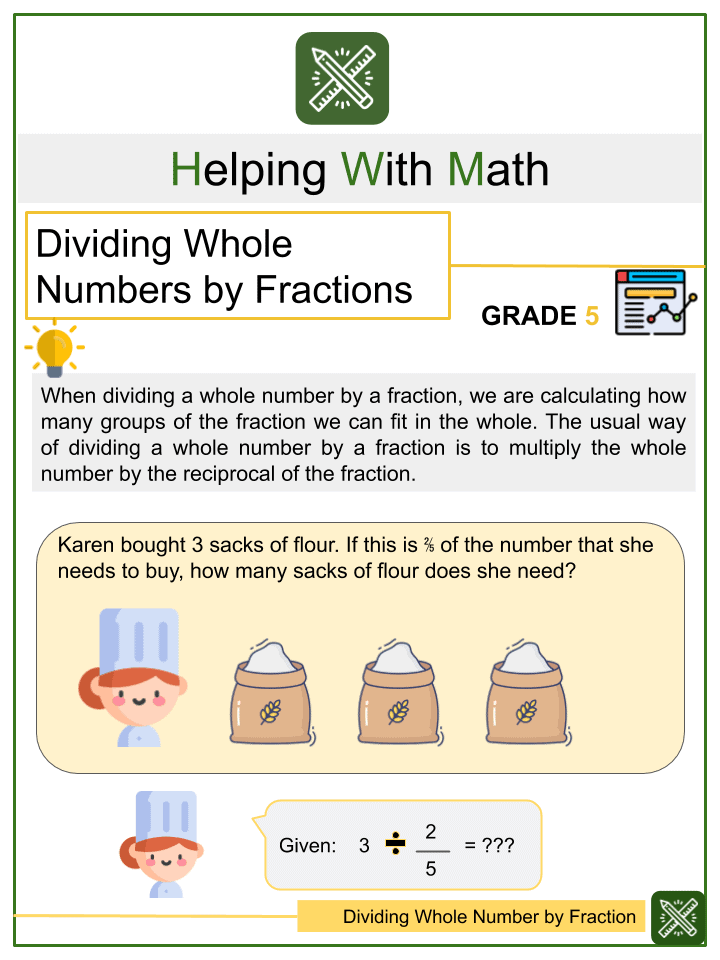 whole numbers as fractions worksheet