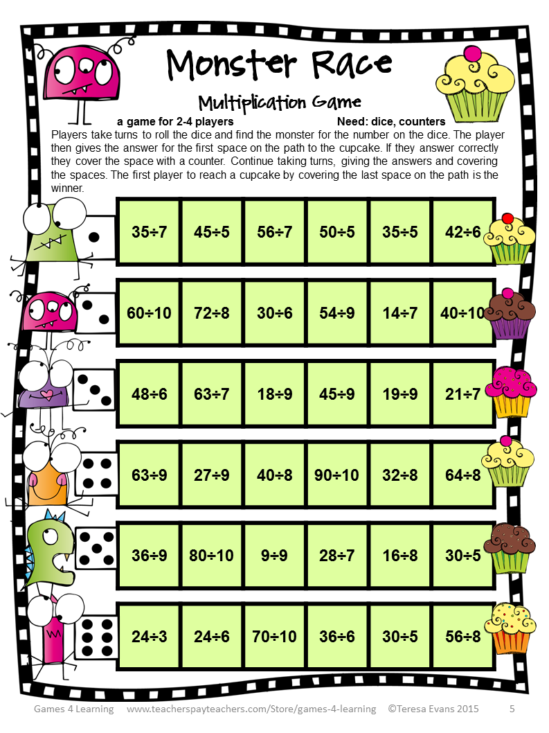free printable division games for 3rd grade