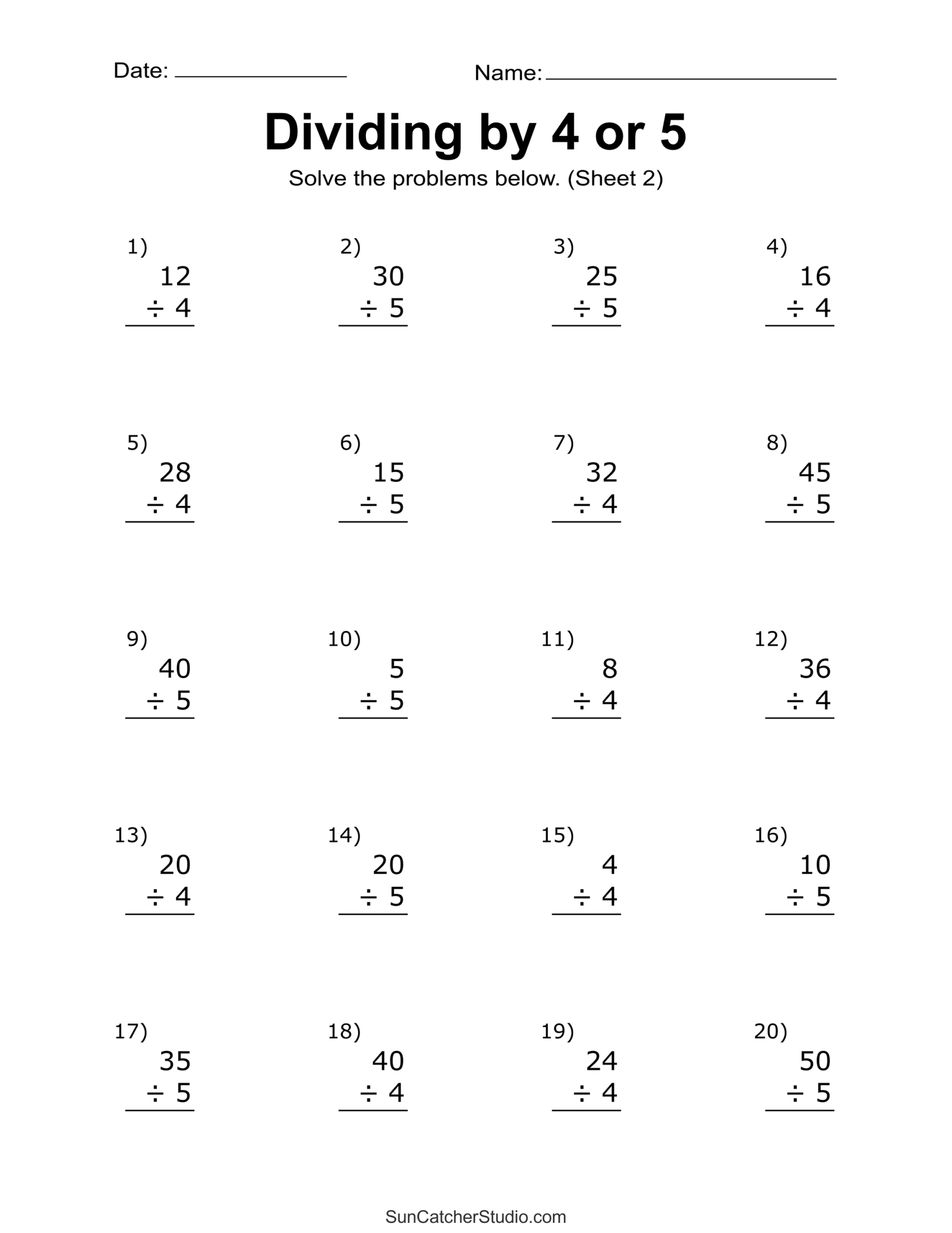 free printable division game