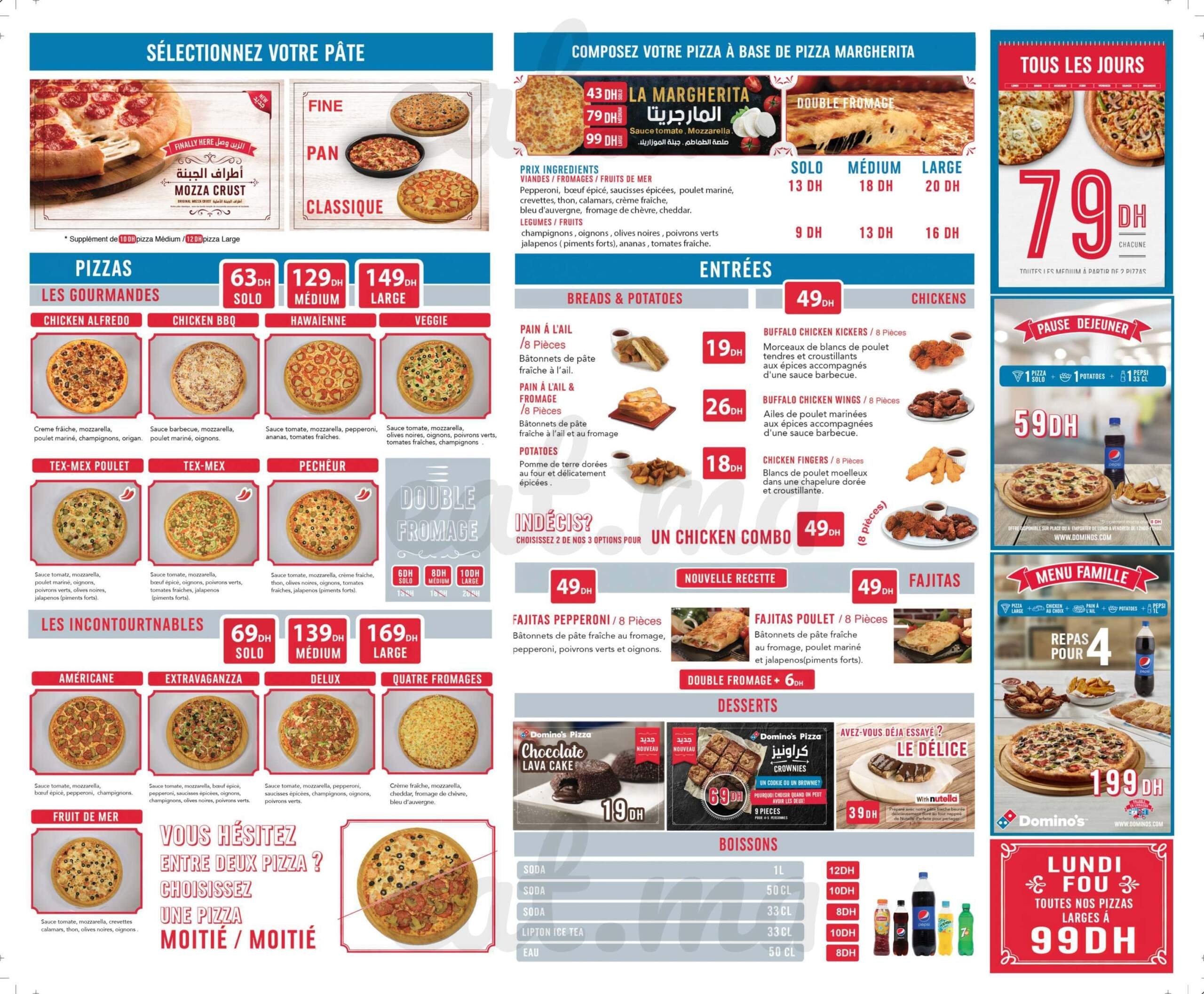Domino 39 S Printable Menu With Prices Get Your Order Ready 