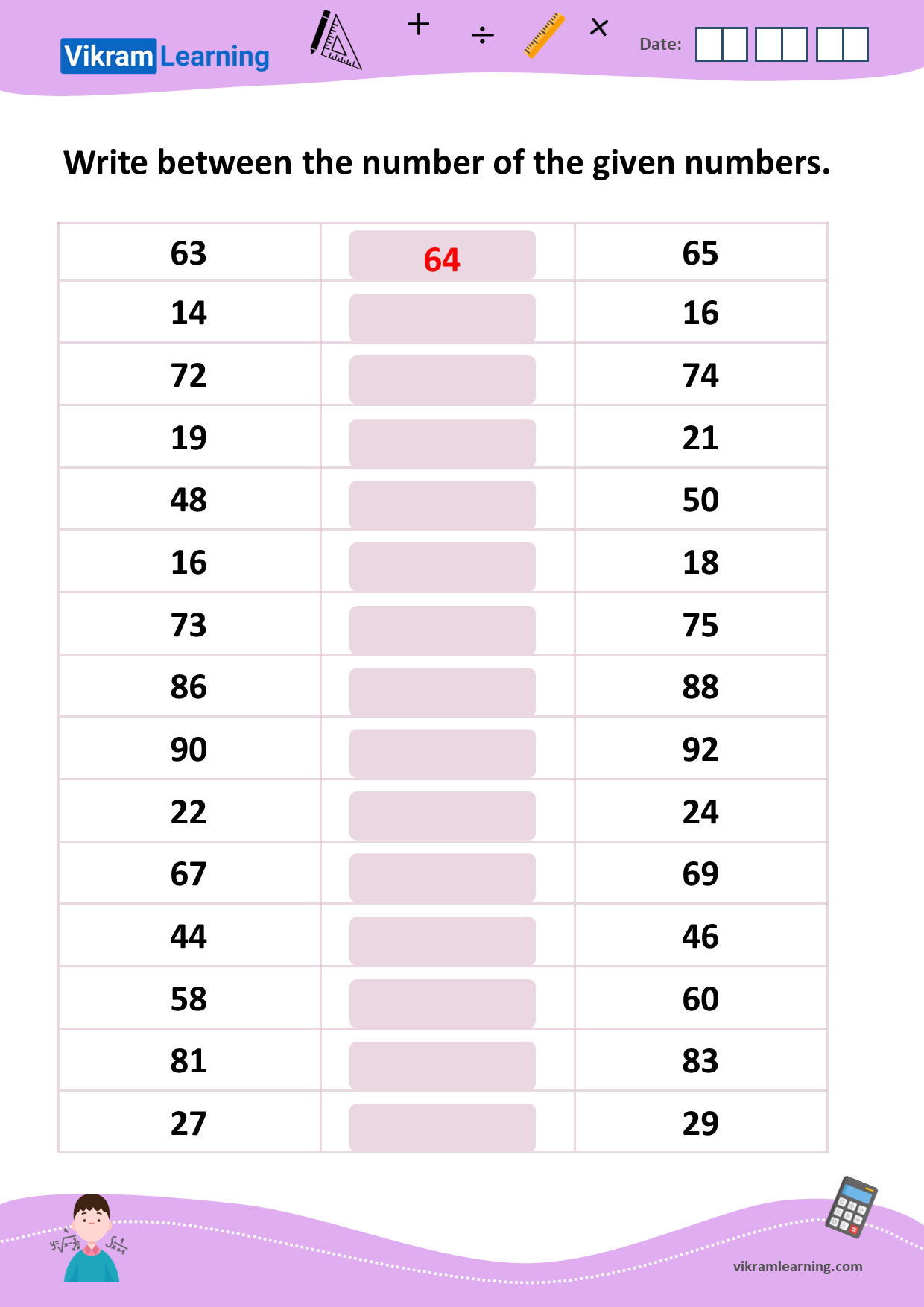 Download Before After And Between Numbers Up To 100 Worksheets 