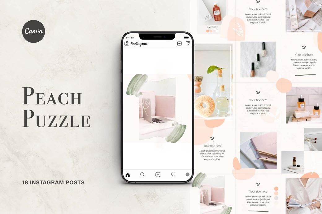 Download Peach Instagram Puzzle Template