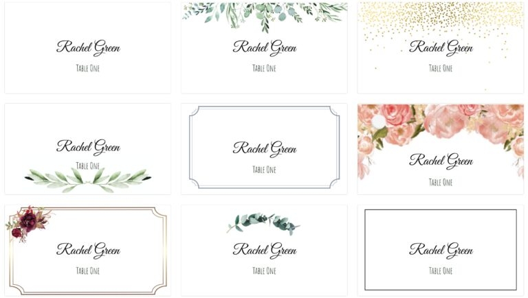 Downloadable Free Printable Place Card Template Fillable Form 2024