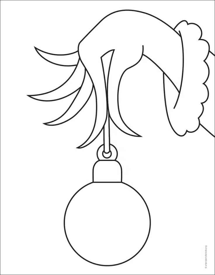 Easy Grinch Hand Drawing Tutorial Video And Grinch Hand Coloring Page 