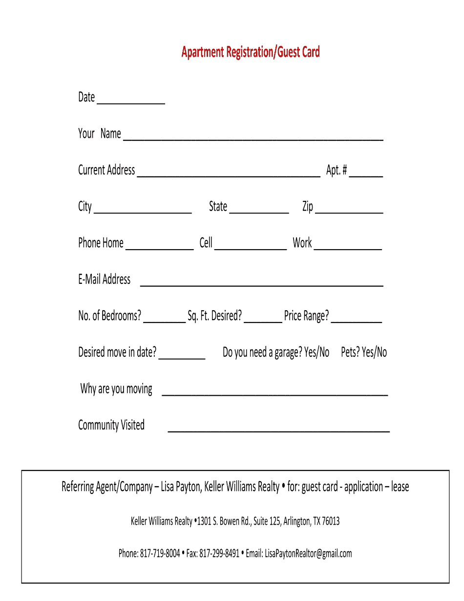 Edit The Guest Card Template For Leasing Online