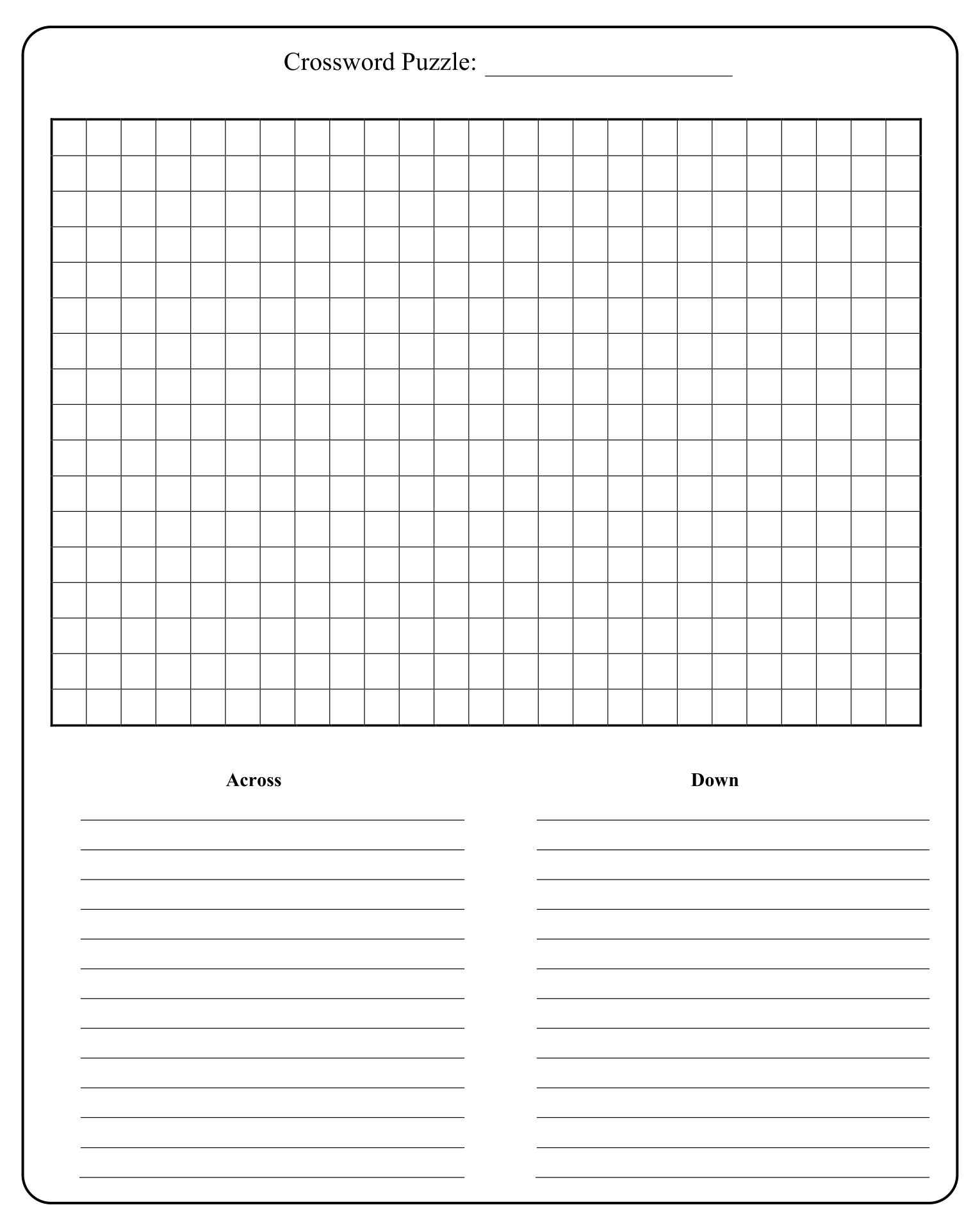 15 word crossword puzzle template