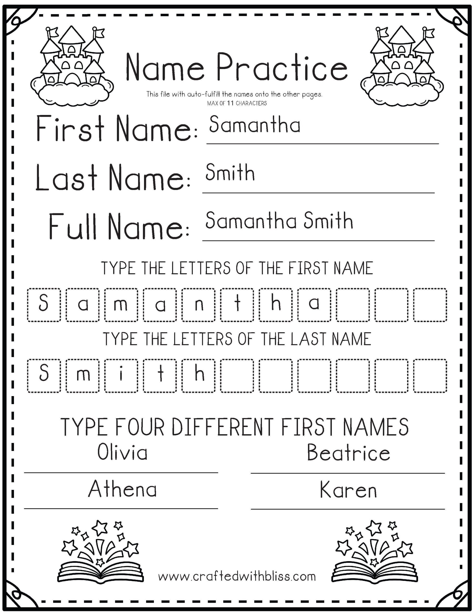 Editable Name Practice Pack Personalized Name Activity For Preschool
