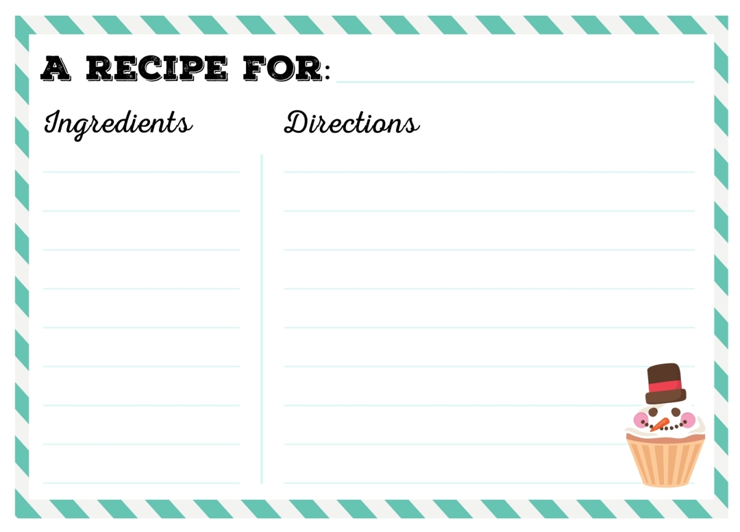 free printable christmas recipe cards template