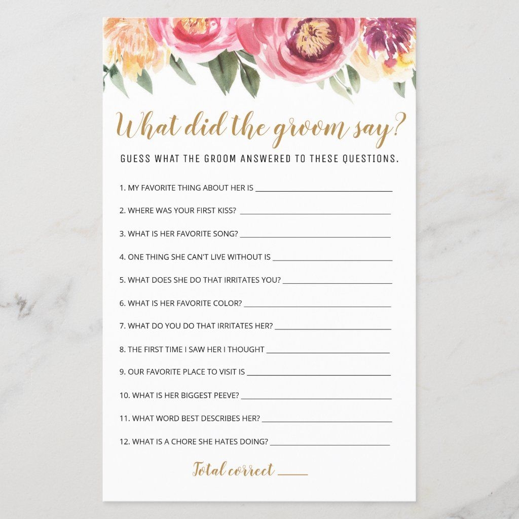free printable bridal shower game what did the groom say