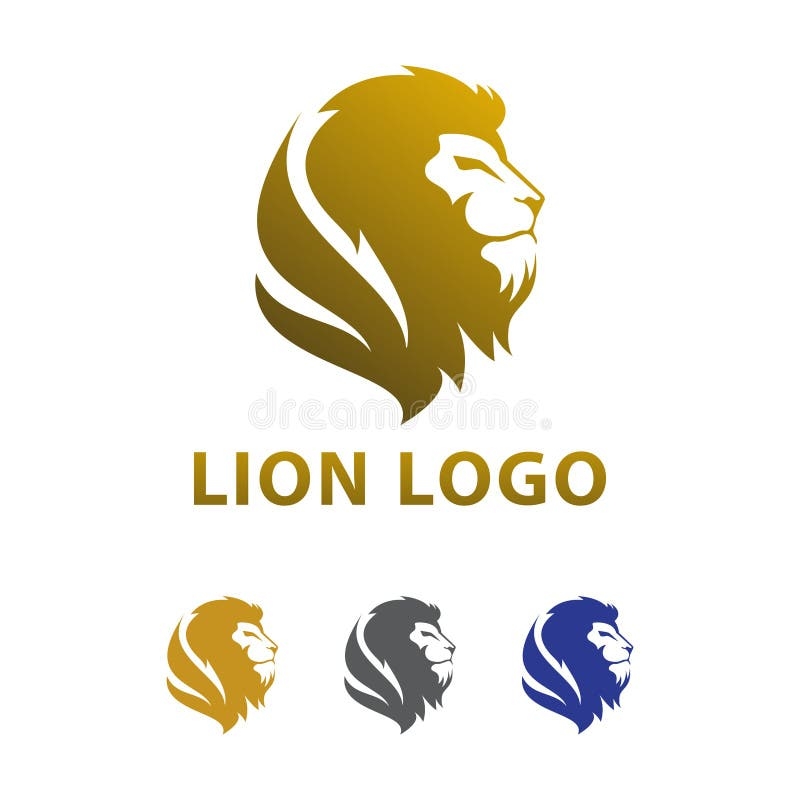 ELegant Modern Lion Head Golden Gradien Logo Drawing Vector Design With 