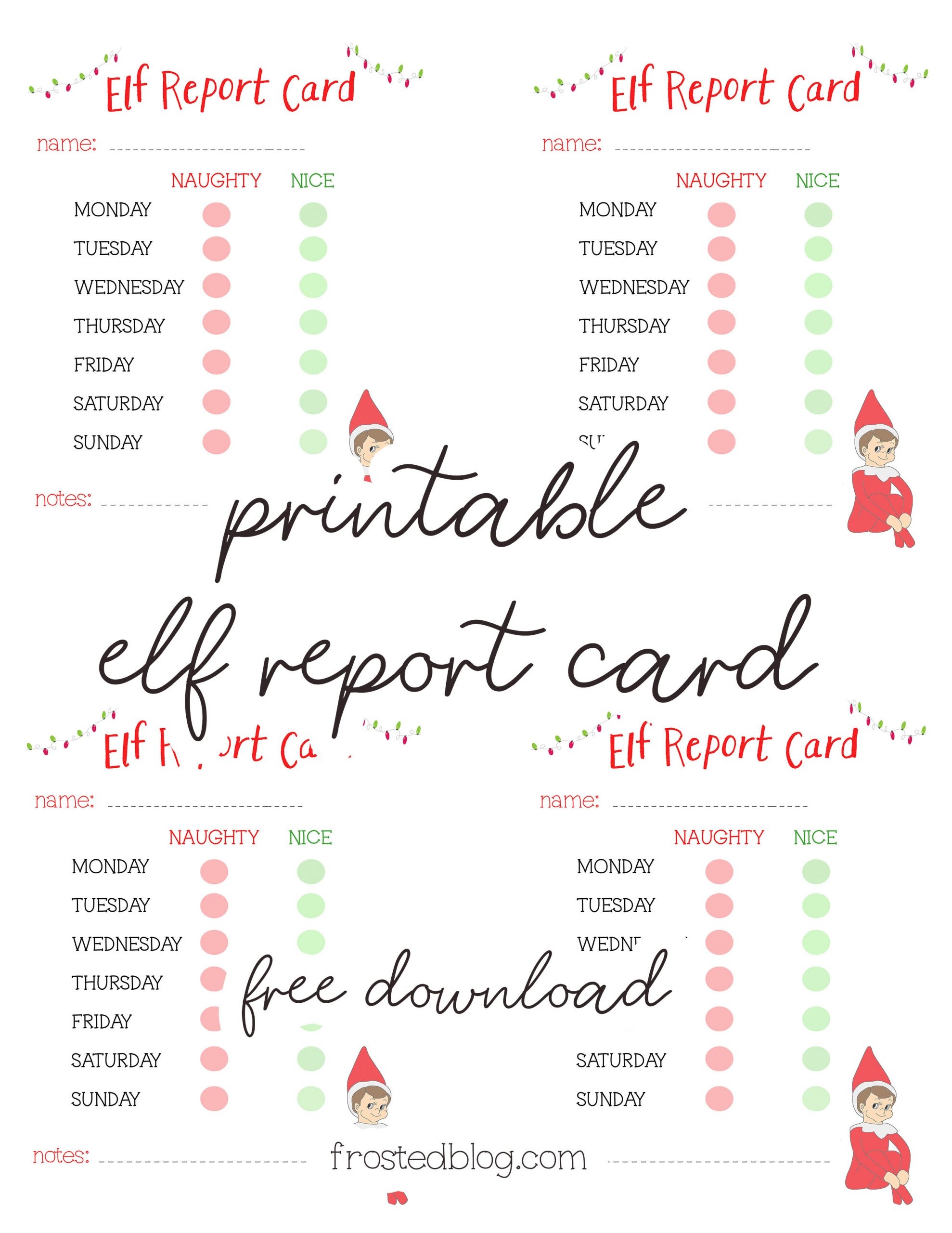 Elf On The Shelf Printables Report Card Free Printable