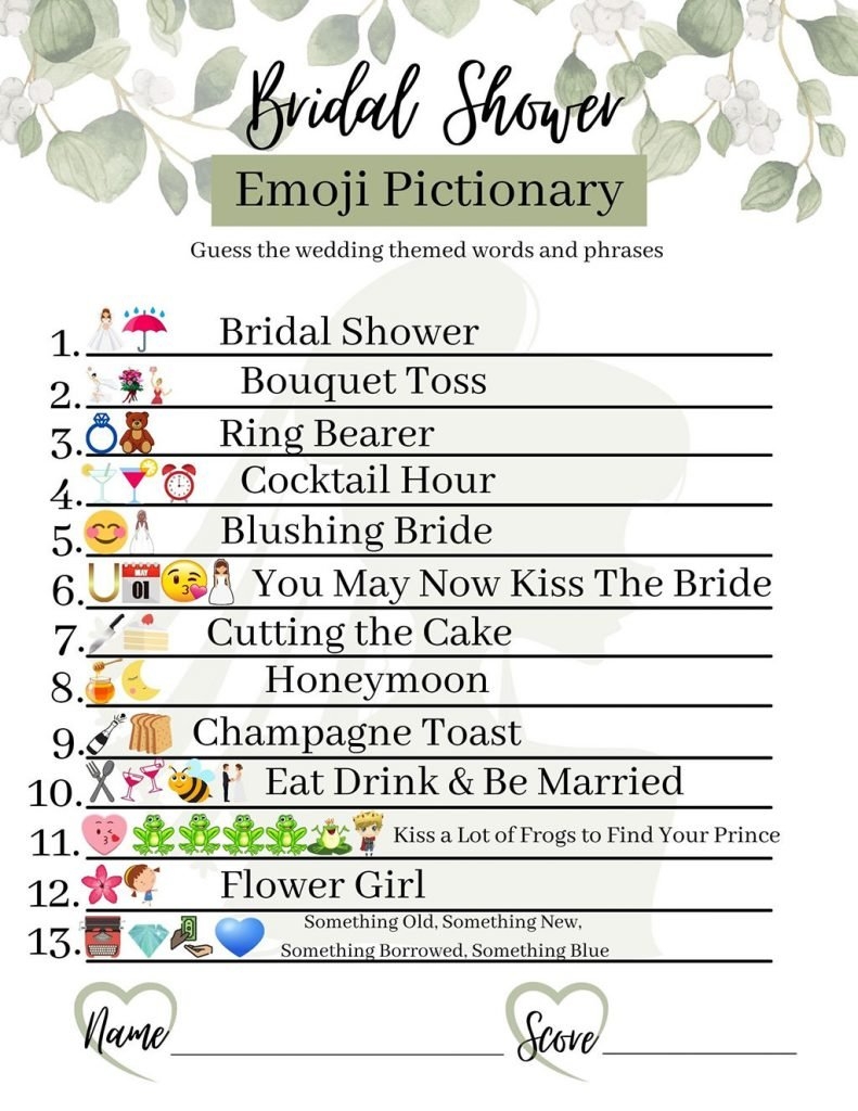 Emoji Pictionary Bridal Shower Game Free Printable Br Vrogue co