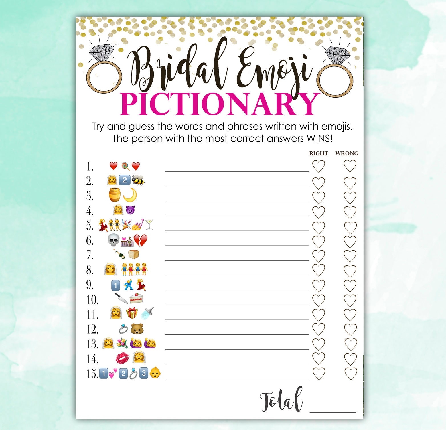 free printable bridal shower games emoji
