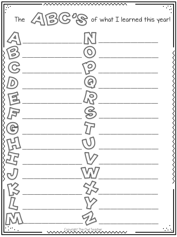 End Year Printable Activities
