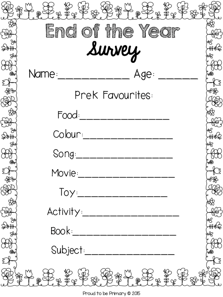End Year Printable Activities