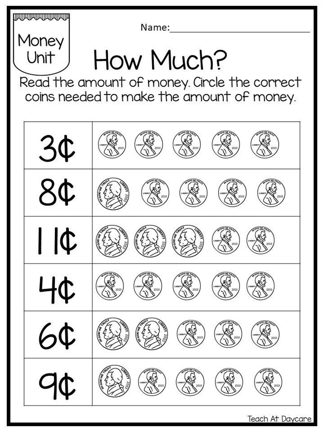 money activity printables