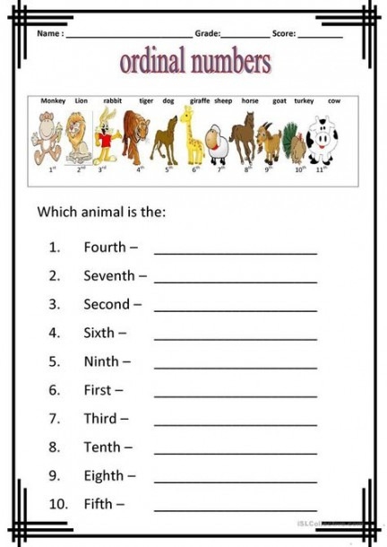 Esl Ordinal Numbers Worksheets