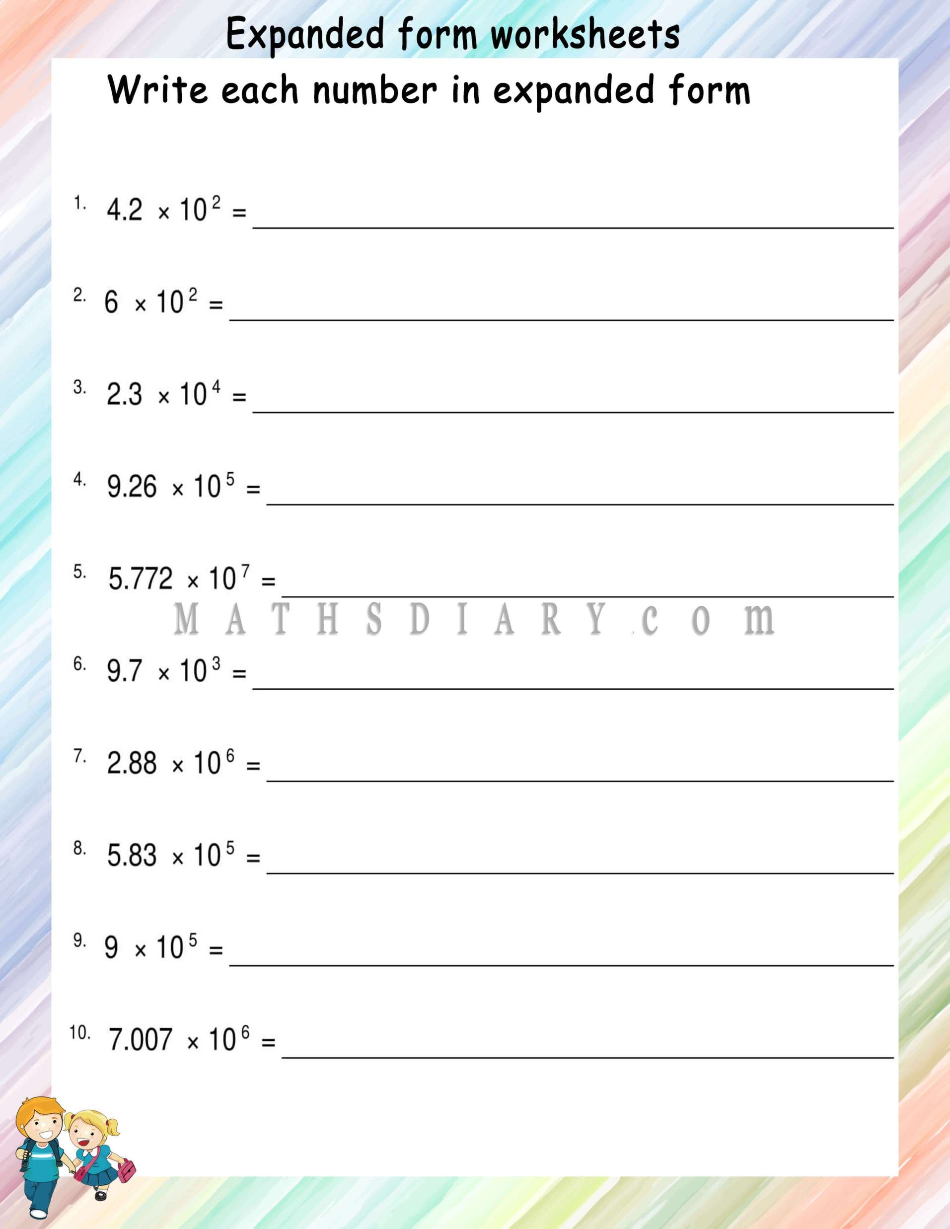 Expanded Form Of Numbers Worksheet Grade1to6 Worksheets Library
