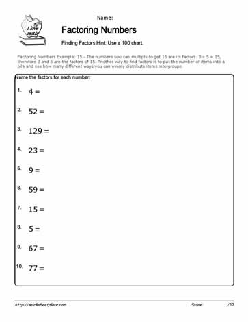 factoring numbers worksheet