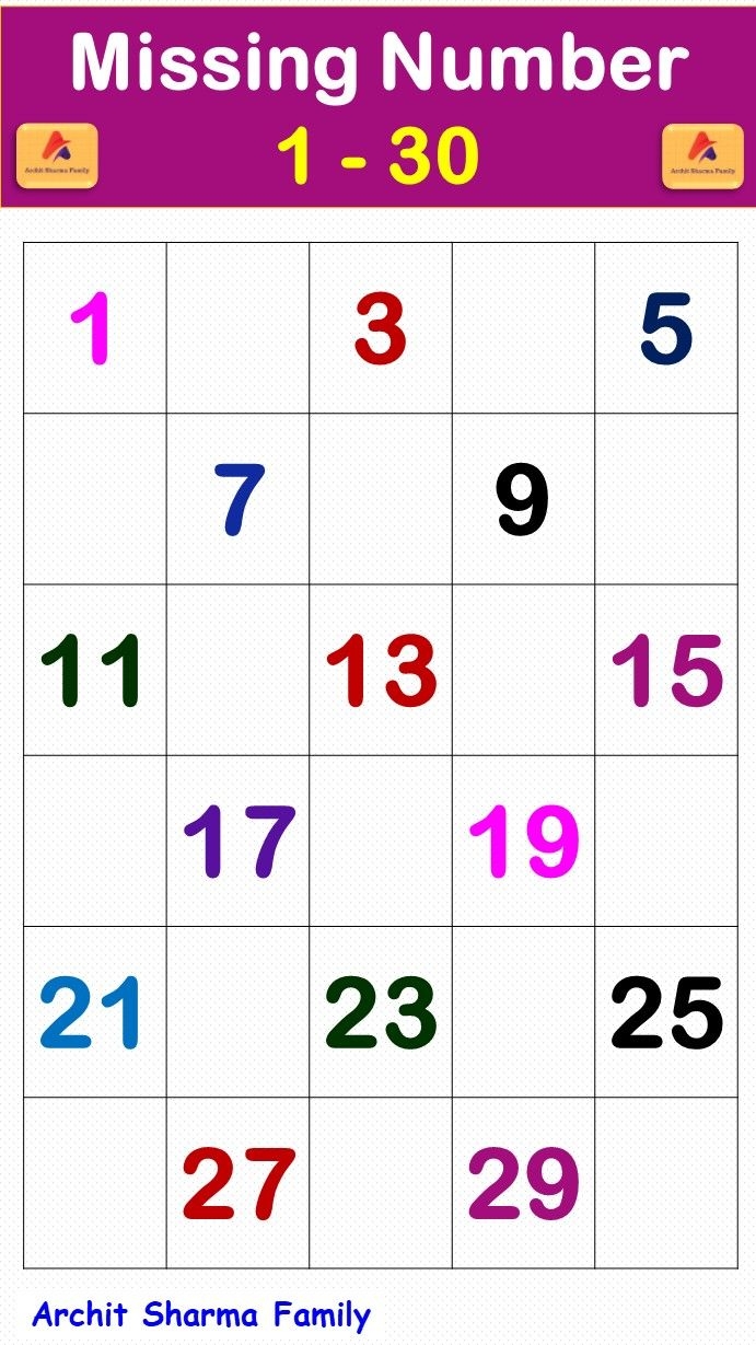 numbers 1 30 worksheet