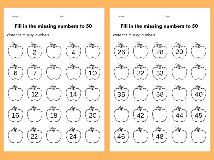 Fill In The Missing Numbers 1 50 Free Printable Worksheet Worksheets 