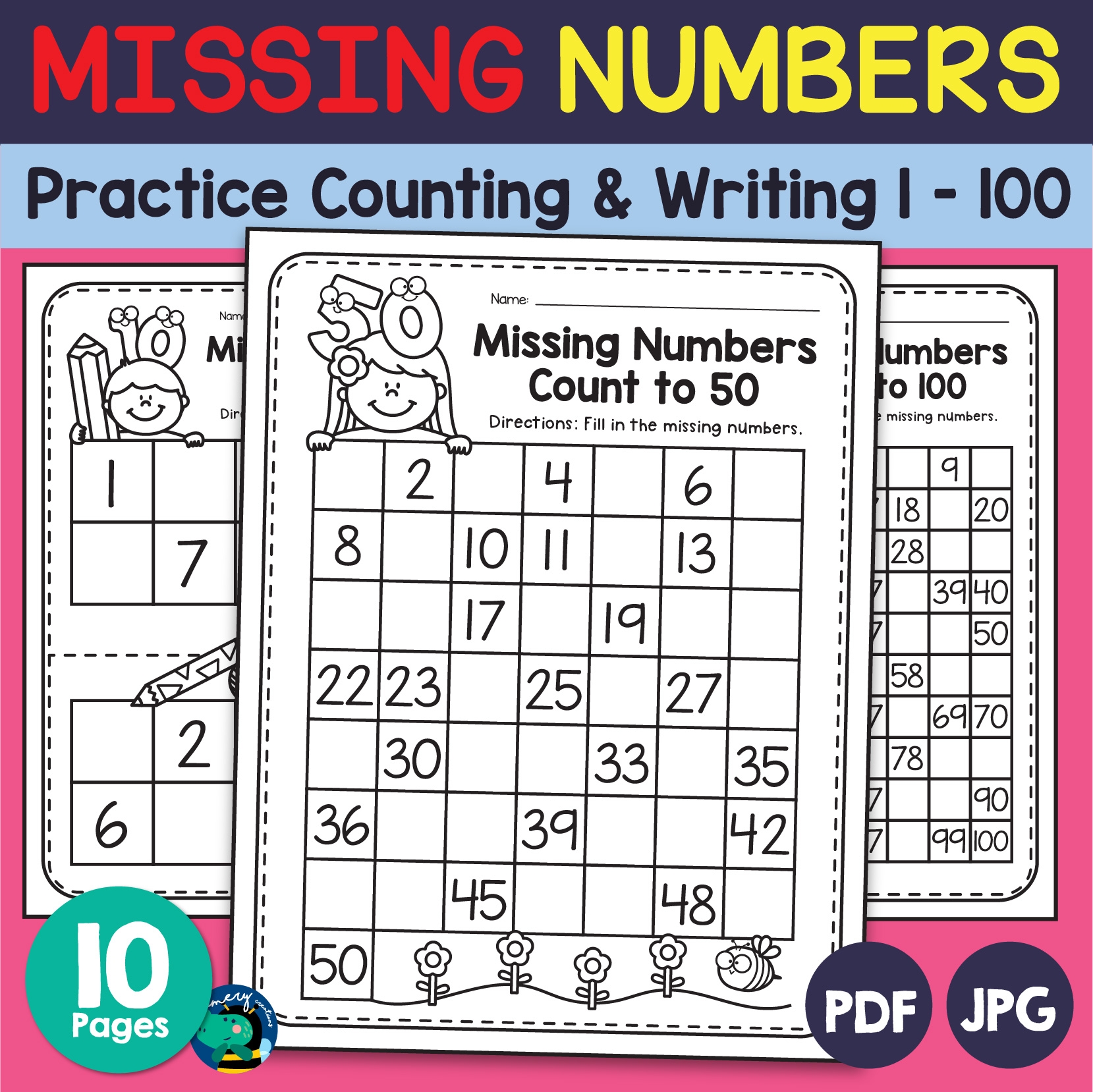 Fill In The Missing Numbers Practice Counting Writing 1 100 