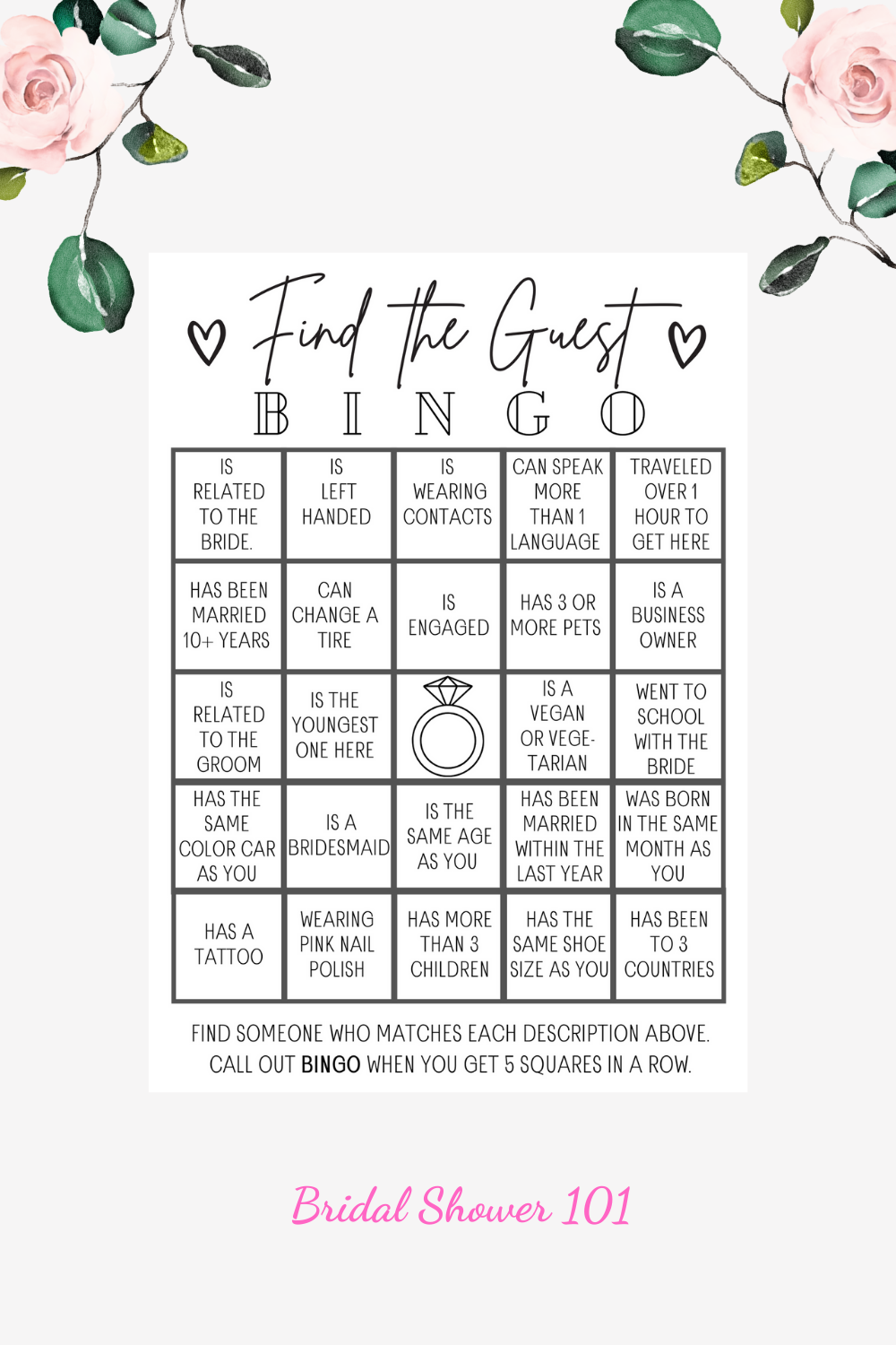 Find The Guest Bingo 39 Bridal Shower Game Printable Explore A 