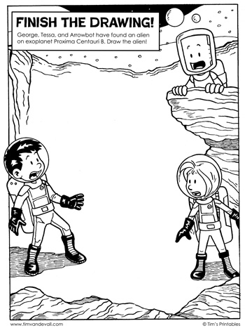 Finish The Drawing The Alien Tims Printables Worksheets Library
