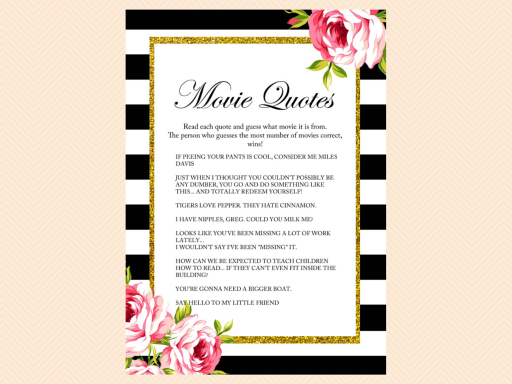 Floral Black And White Baby Shower Gold Glitter Shabby Chic Printable 