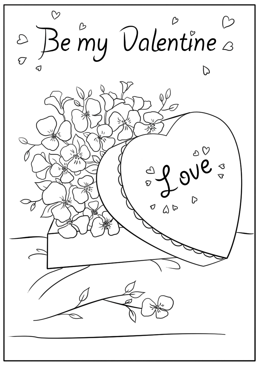 Foldable Printable Valentines Day Cards To Color