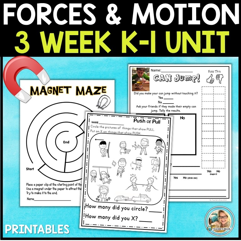 motion of objects kindergarten printables activities