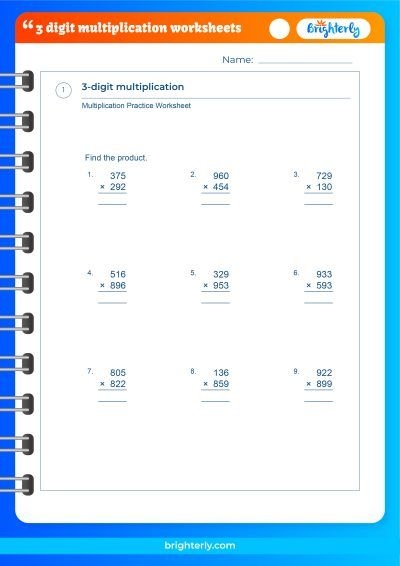 FREE 3 Digit Multiplication Worksheets PDFs Brighterly