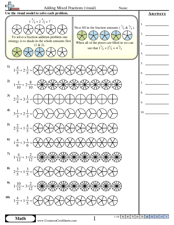 Free Adding Mixed Numbers With Like Denominators Worksheet Download 