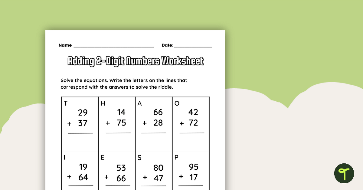 Free Adding Two Digit Numbers With Regrouping Worksheet Download Free 