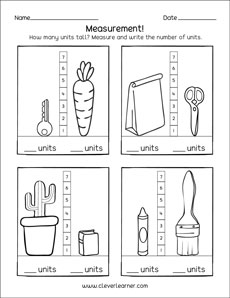 Free And Fun Measurement In Units For Preschool And Kindergarten Children