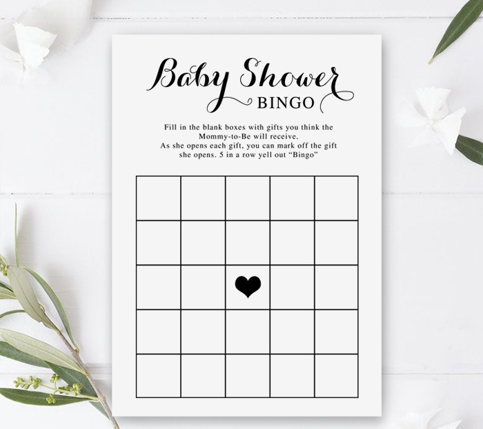 Free Baby Shower Game Bingo Black And White Instant Download 